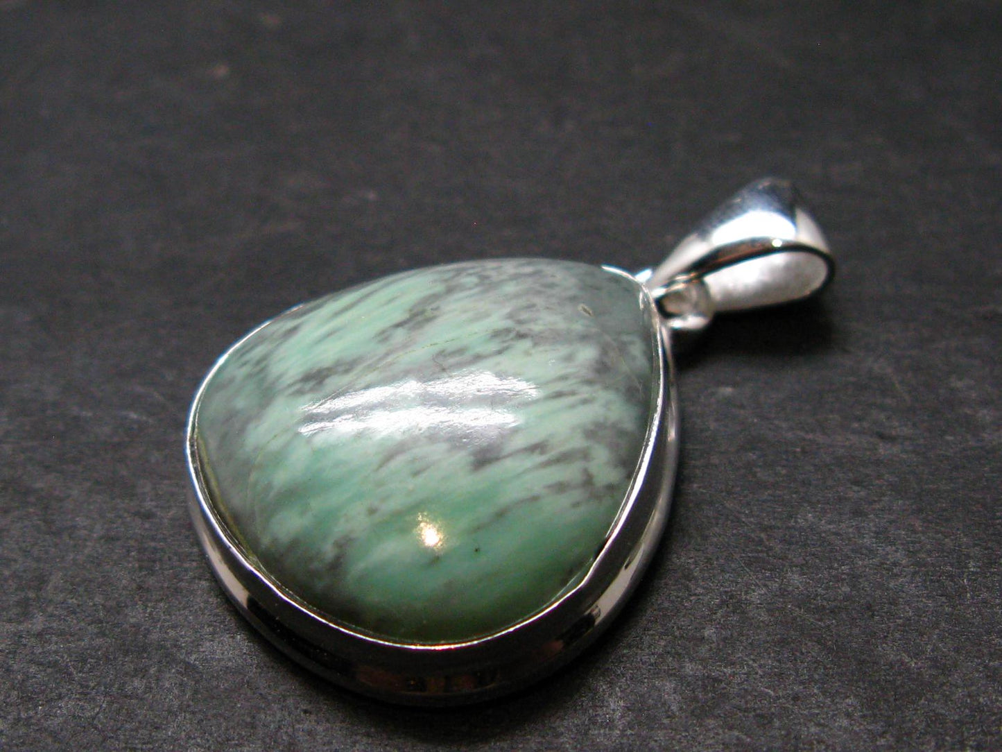 Rare Variscite Silver Plated Pendant from Utah - 1.4" - 6.72 Grams