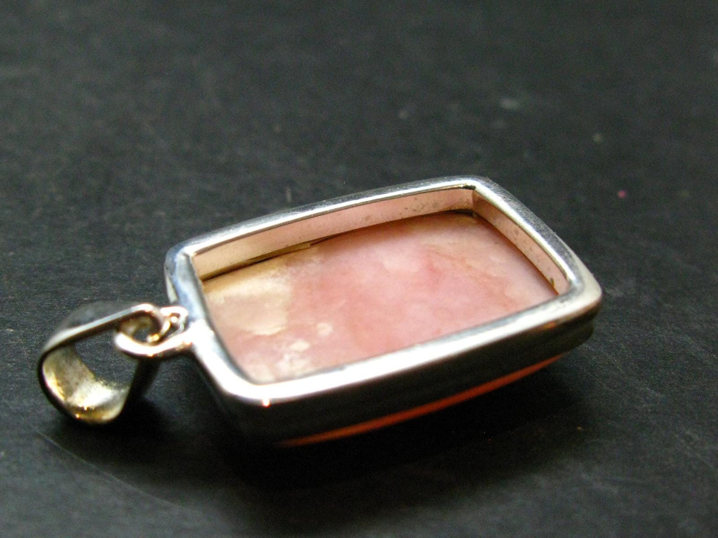 Pink Opal Sterling Silver Pendant From Peru - 1.5"