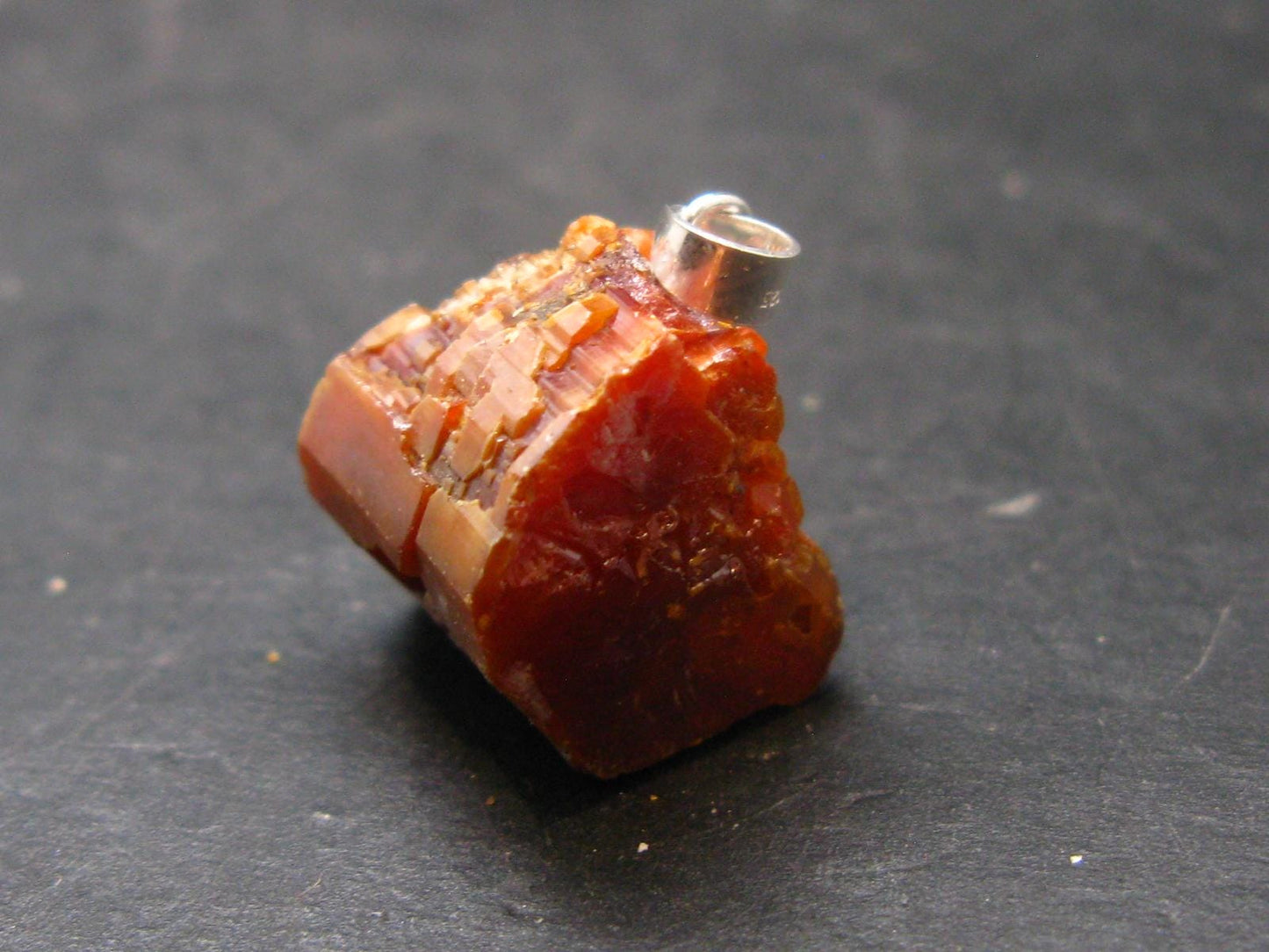 Vanadinite Crystal Silver Pendant From Morocco - 0.8" - 11.7 Grams