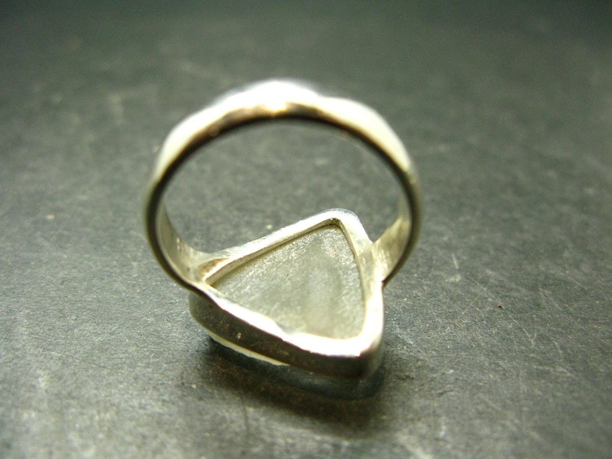 Natural Gem Raw Libyan Desert Glass Tektite Sterling Silver Ring from Libya - Size 8.25 - 7.88 Grams