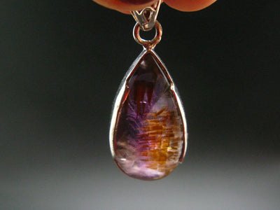 Cacoxenite Super 7 Silver Pendant From Brazil - 1.6" - 5.49 Grams