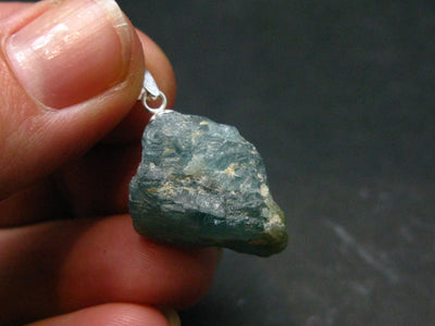 Extremely Rare Rough Grandidierite Silver Pendant From Madagascar - 1.2" - 3.83 Grams