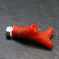Rare Natural Red Coral Silver Pendant From Italy - 1.0" - 1.08 Grams