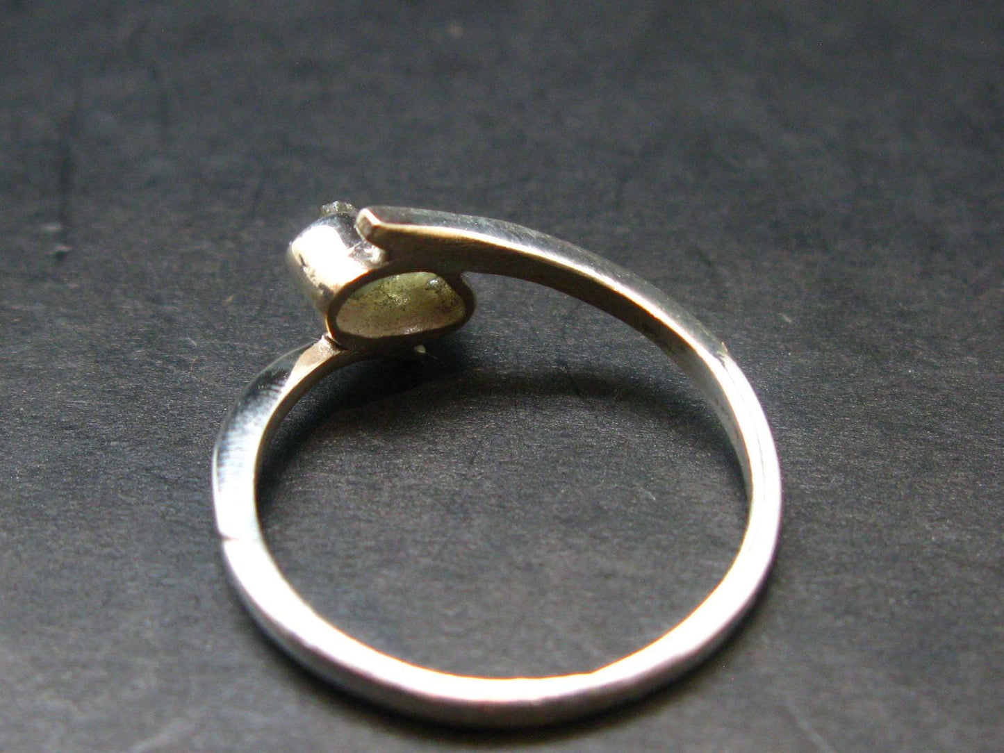 Moldavite Tektite Silver Ring from Czech Republic - 7 Size - 1.59 Grams