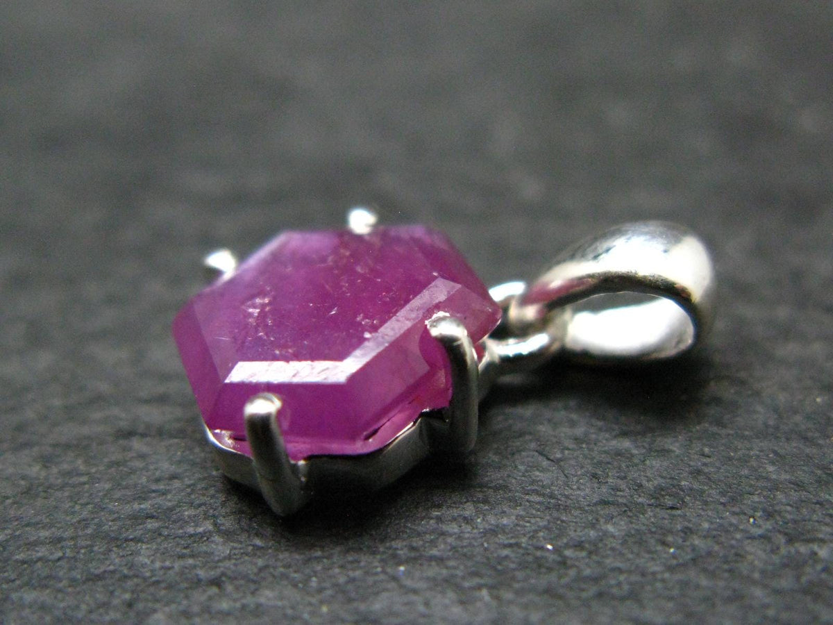 Ruby Crystal Silver Pendant from Africa - 0.6" - 1.47 Grams