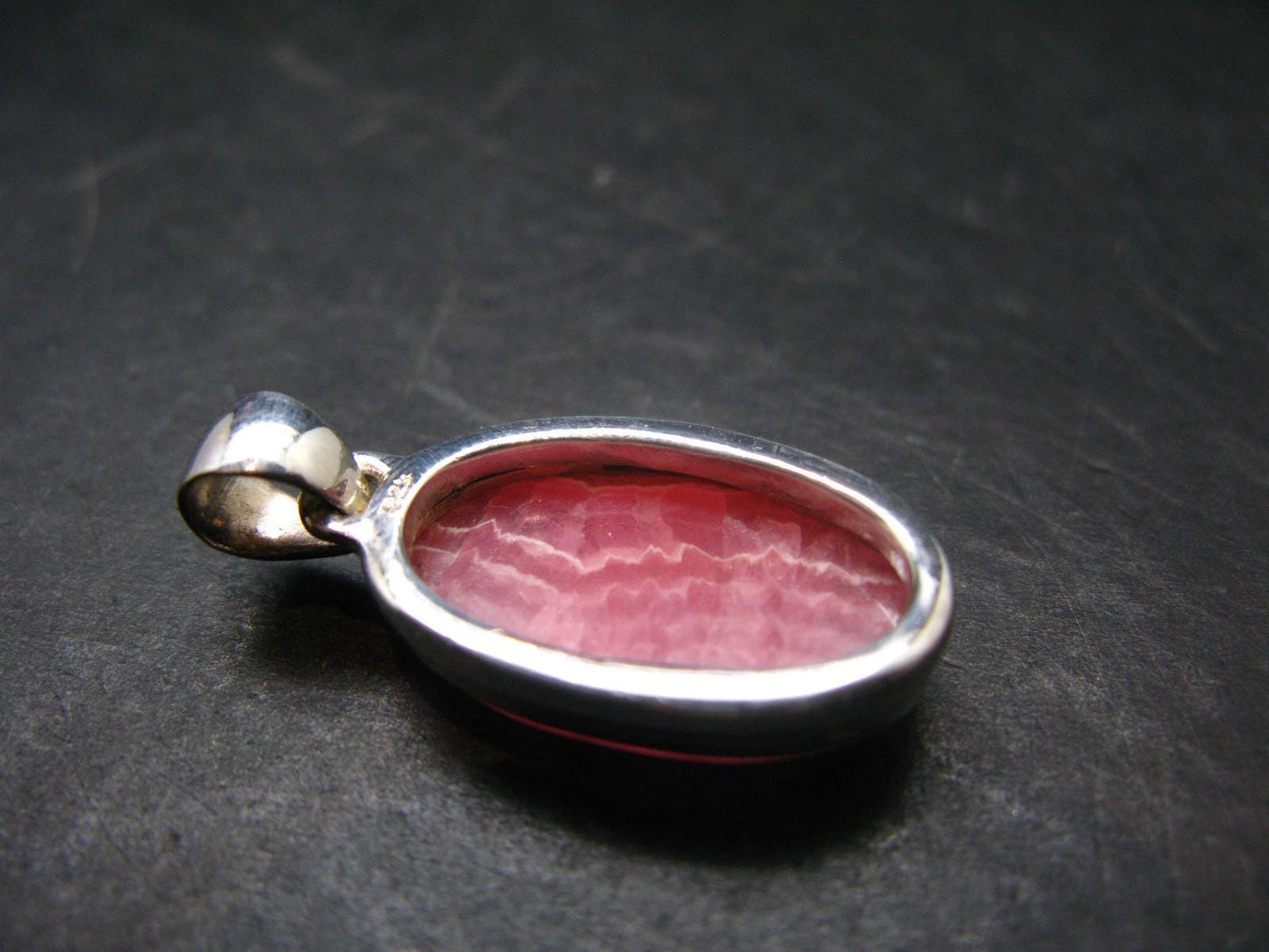 Rhodochrosite Sterling Silver Pendant From Argentina - 1.2" - 6.0 Grams