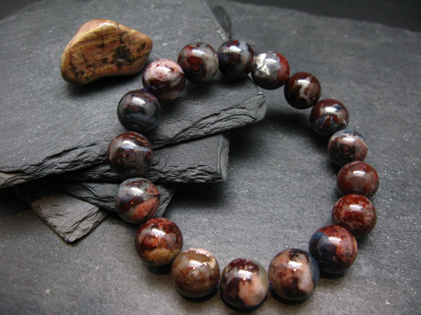 Bustamite Genuine Bracelet ~ 7.5 Inches ~ 13mm Round Beads