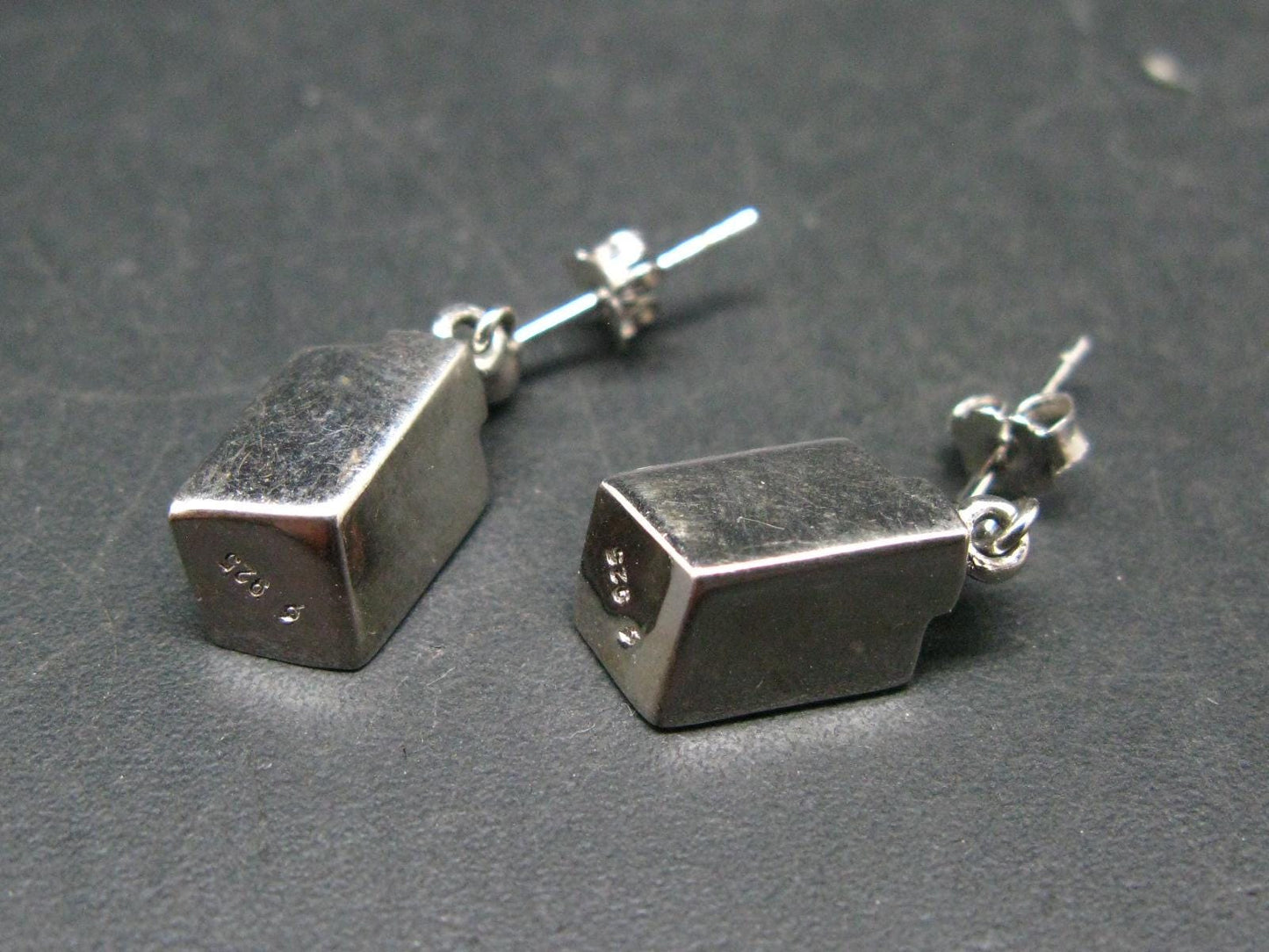 Rhodochrosite Gem Sterling Silver Stud Earrings From Alma Colorado - 0.8" - 4.10 Grams