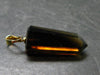 Natural Unheated Citrine Sterling Silver Gold Plated Pendant from Brazil - 1.3" - 2.97 Grams