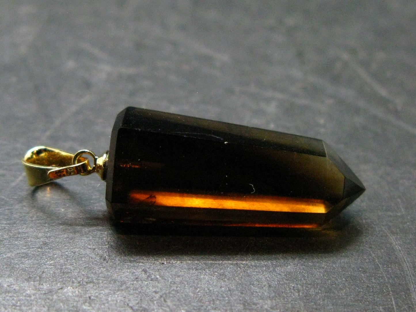 Natural Unheated Citrine Sterling Silver Gold Plated Pendant from Brazil - 1.3" - 2.97 Grams