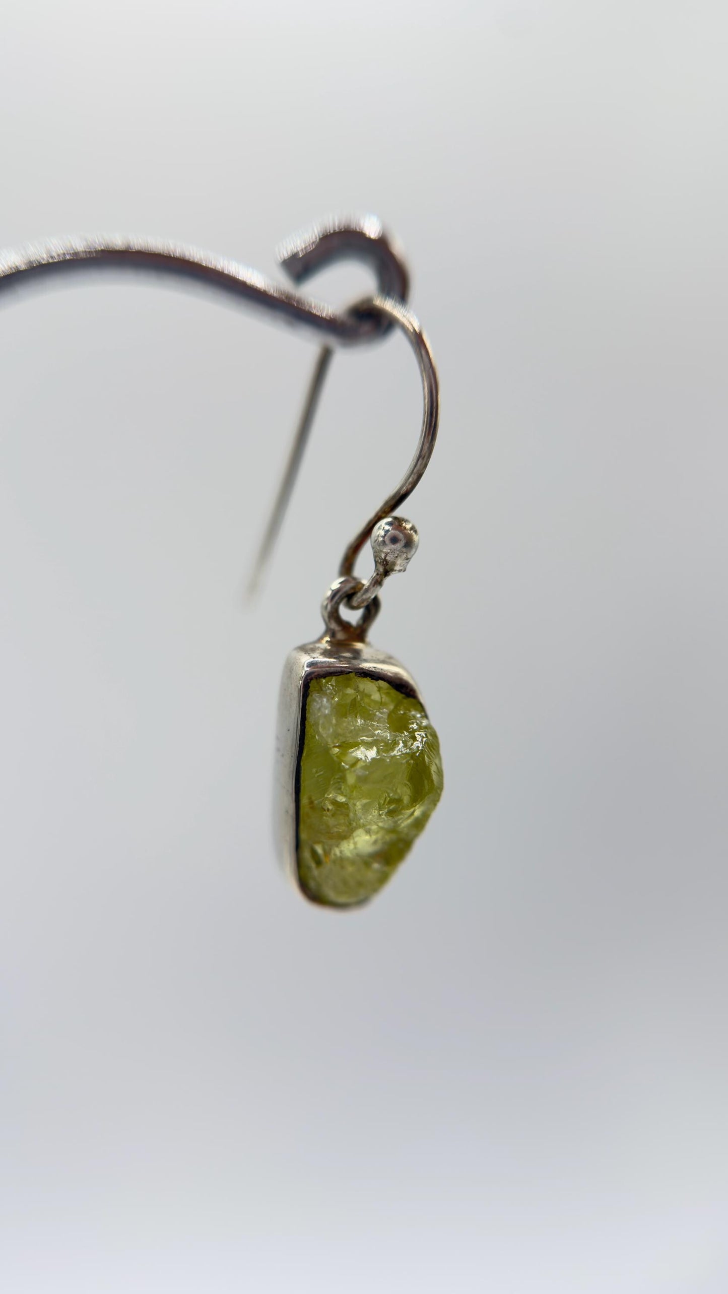 Chrysoberyl Raw Stone Earrings Green Yellow Gemstone Silver Dangle Earrings Minimalist Jewelry Gift