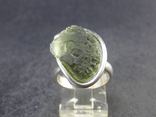 Moldavite Tektite Silver Ring from Czech Republic - Adjustable Size - 6.06 Grams