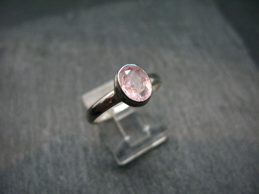 Pink Beryl!! Amazing Natural Faceted Morganite Silver Ring From Brazil - Size 8 - 2.68 Grams