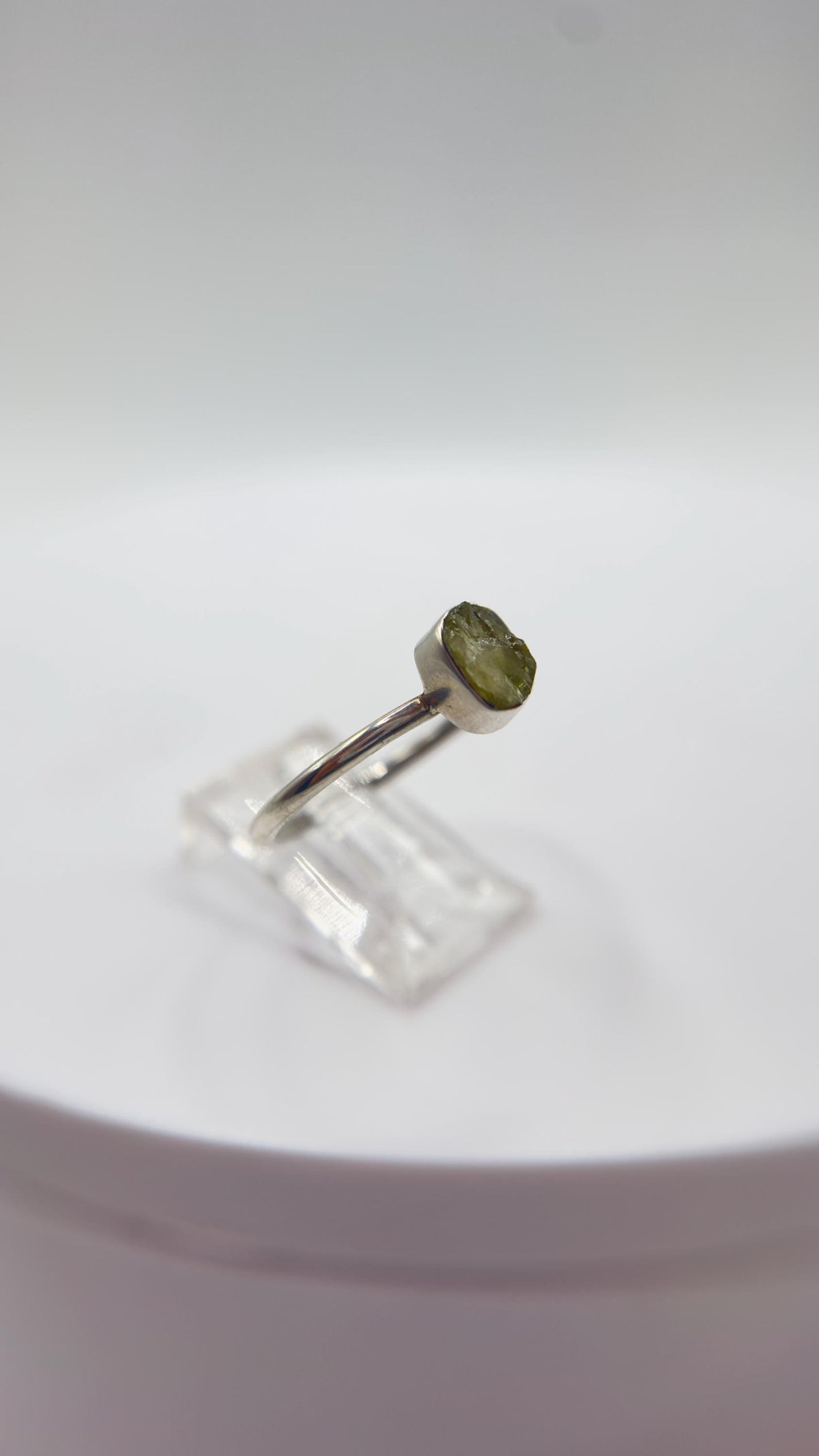 Raw Chrysoberyl Ring Green Yellow Gemstone Silver Minimalist Crystal Unique Jewelry Gift - Sizes 8