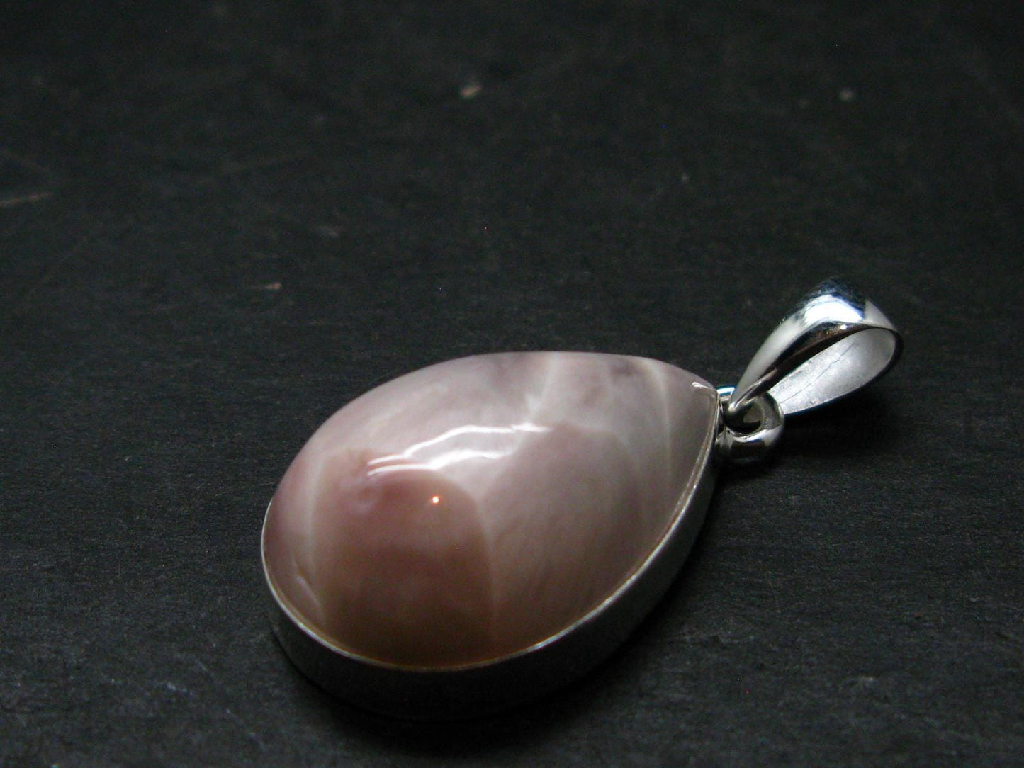 Natrolite Silver Plated Pendant Necklace From Indonesia - 1.3" - 4.90 Grams