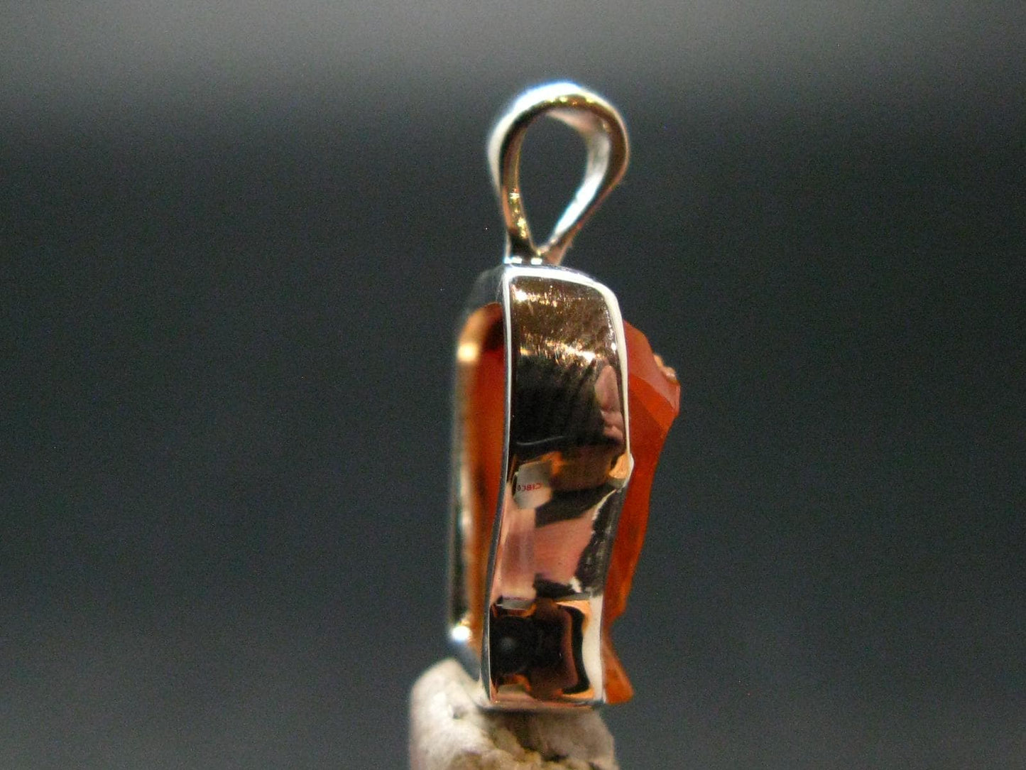 Raw Fire Opal Sterling Silver Pendant From Mexico - 0.7" - 1.27 Grams