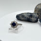 Blue Sapphire Halo Ring: Sterling Silver September Birthstone - Size 7