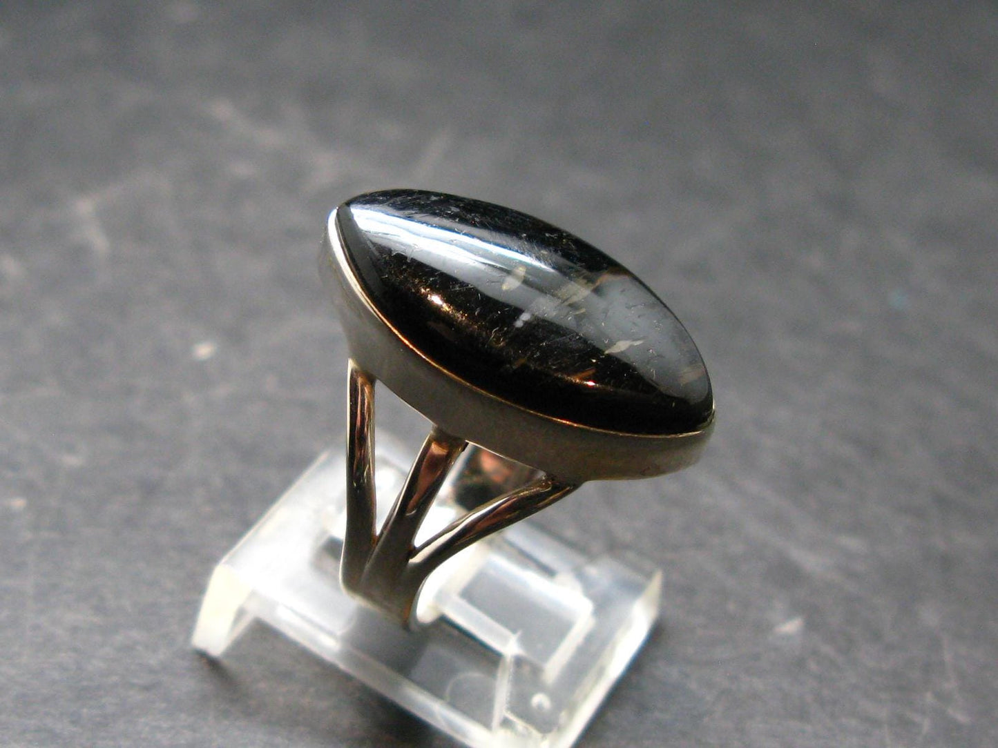 Real!! Very Rare Nuumite Nuummite Sterling Silver Ring from Greenland - 5.55 Grams - Size 7