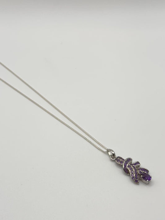 Amethyst Ribbon Pendant – Graceful Flow in Violet Sparkle - 3.87 Grams