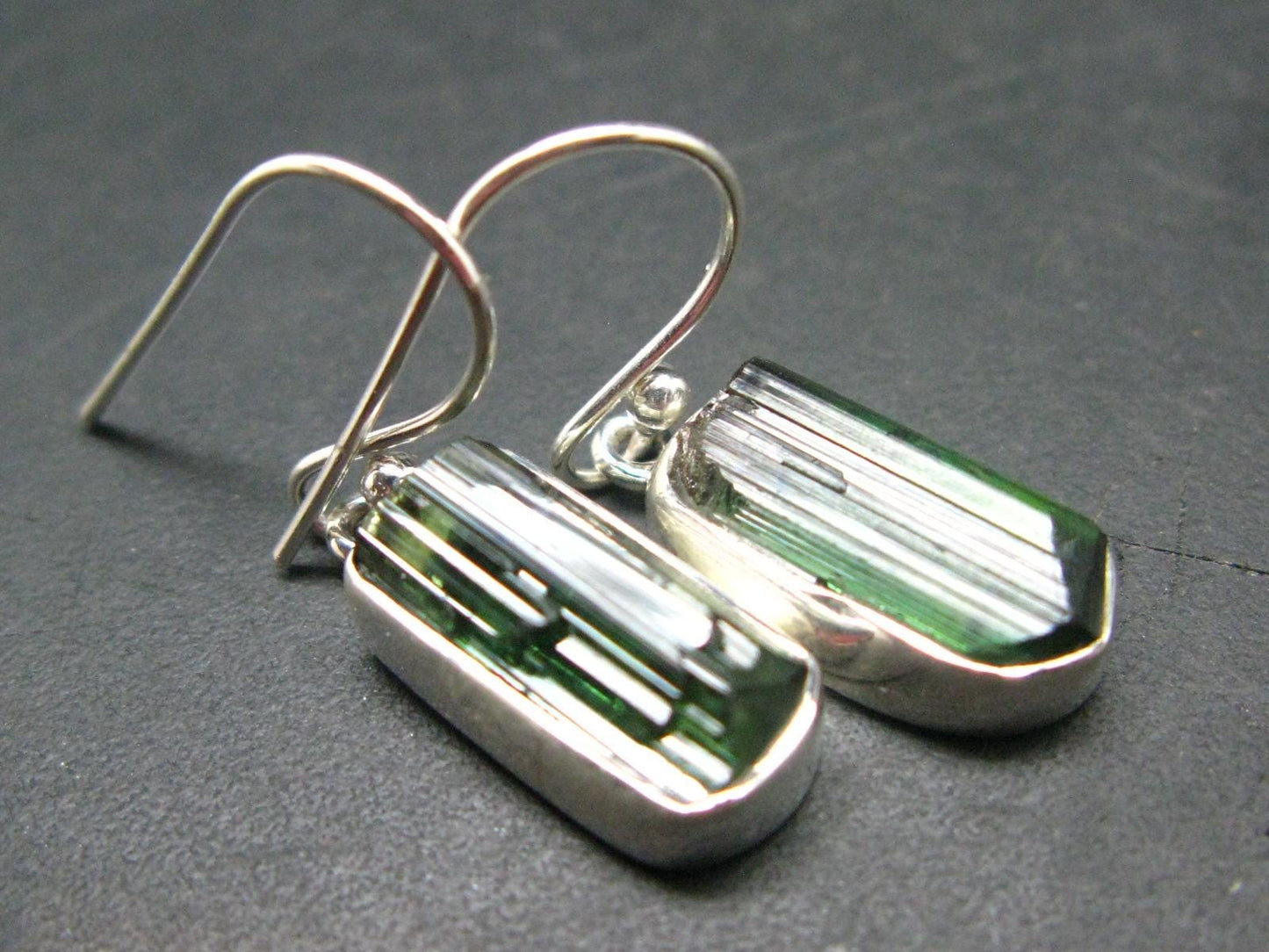 Watermelon Tourmaline Sterling Silver Earrings from Brazil - 1.2" - 3.94 Grams
