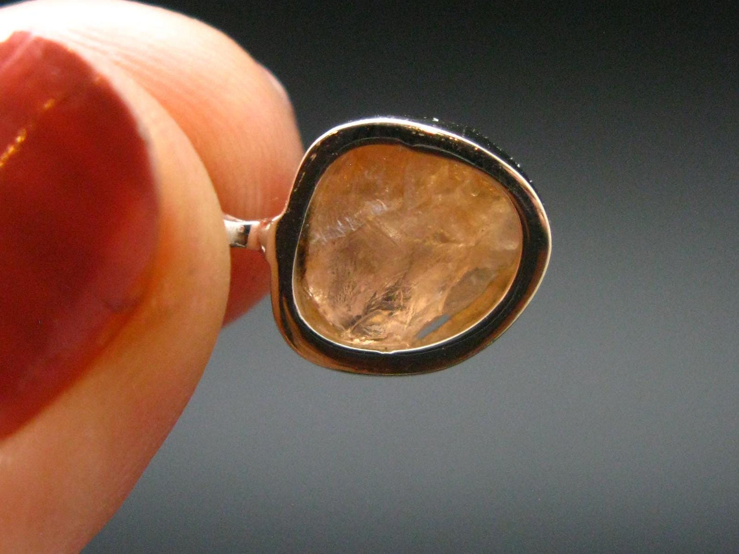 Gem Hessonite Garnet Crystal Silver Pendant from Canada - 0.6" - 1.45 Grams