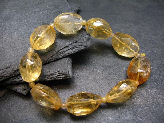 Citrine Genuine Bracelet ~ 7 Inches ~ 20mm Facetted Beads