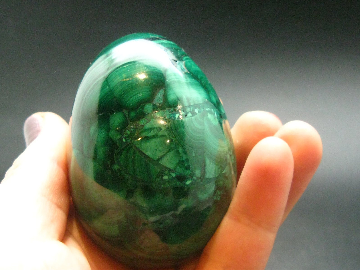 Malachite Egg Carving From Congo - 2.4" - 263.40 Grams