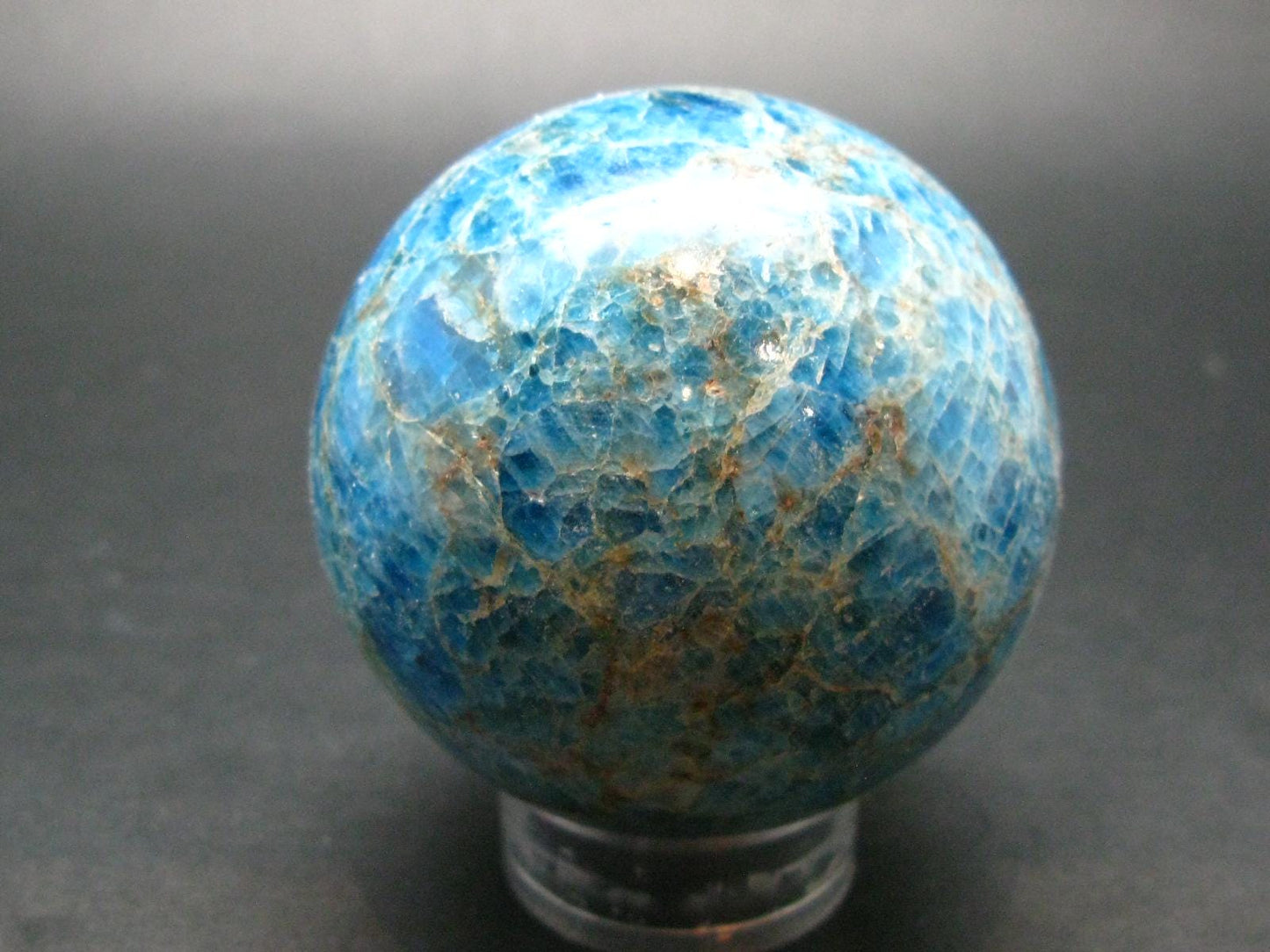 Large neon blue Apatite sphere from Madagascar- 364.5 GRAMS - 2.3"