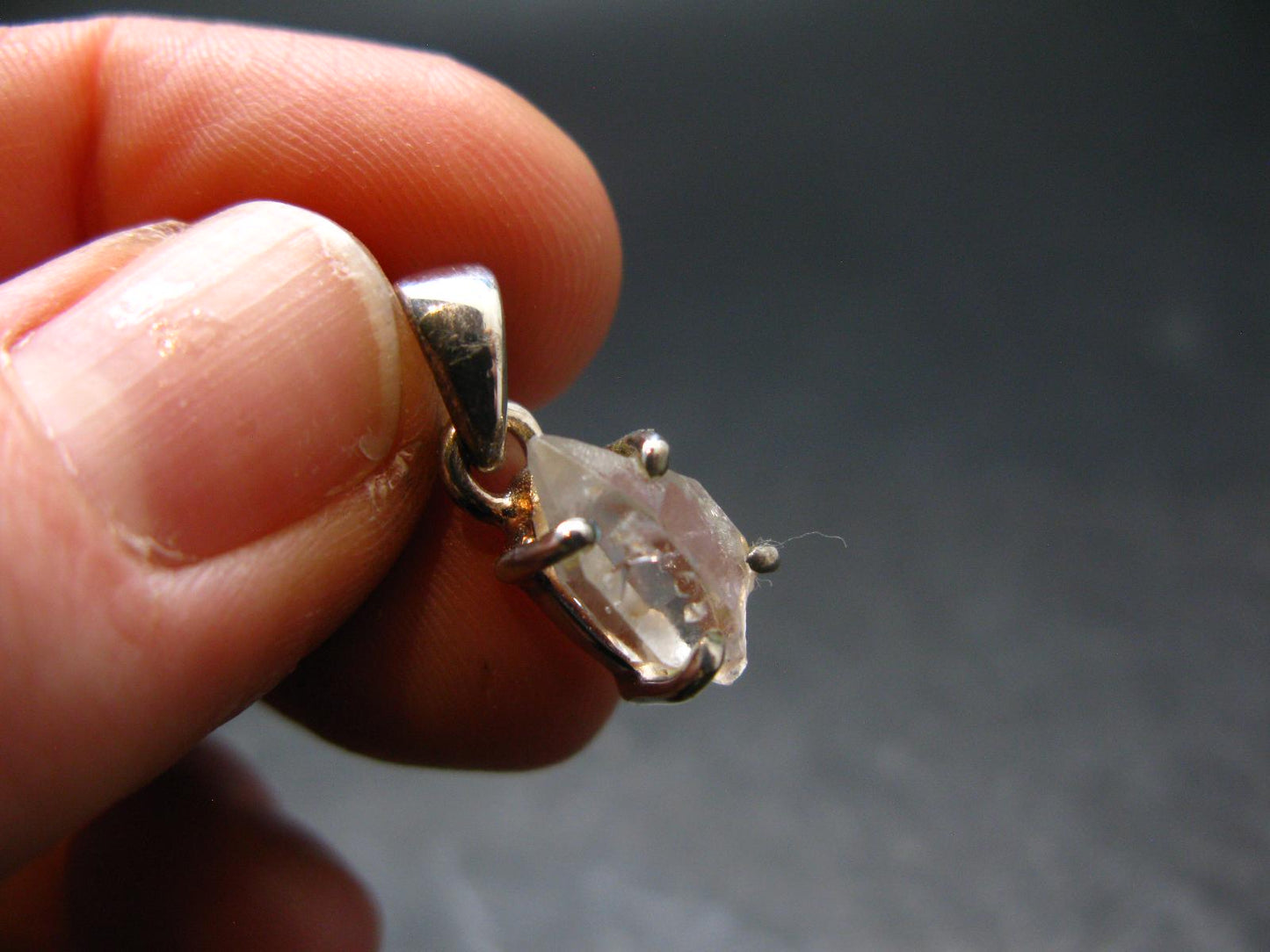 Fine Natural Herkimer Diamond Silver Pendant From New York 0.7" - 1.6 Grams