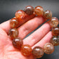 Red Rutilated Quartz Genuine Bracelet ~ 7.5 Inches ~ 18mm Round Beads