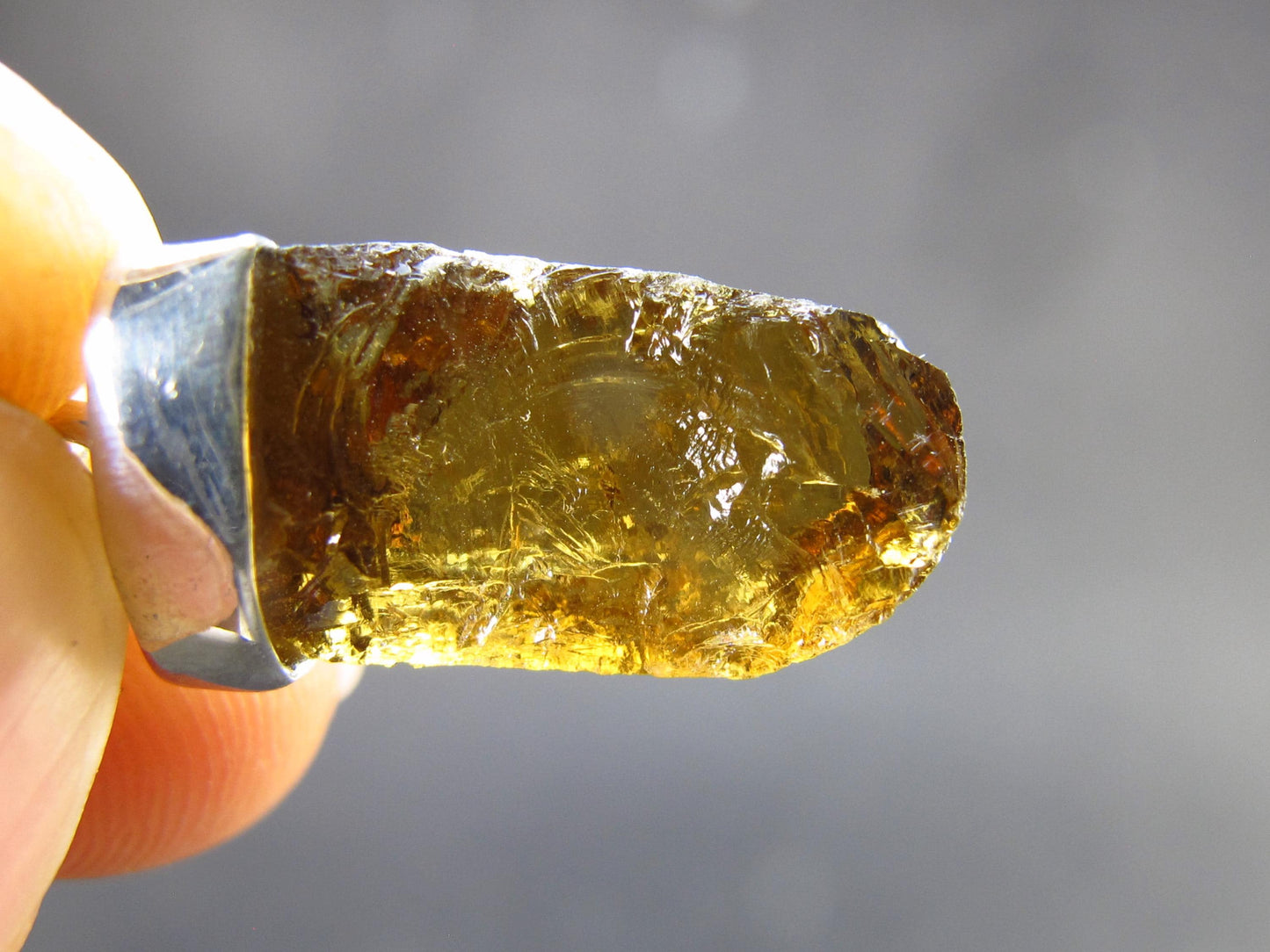 Natural Unheated Citrine Sterling Silver Pendant from Zambia - 1.1" - 2.50 Grams