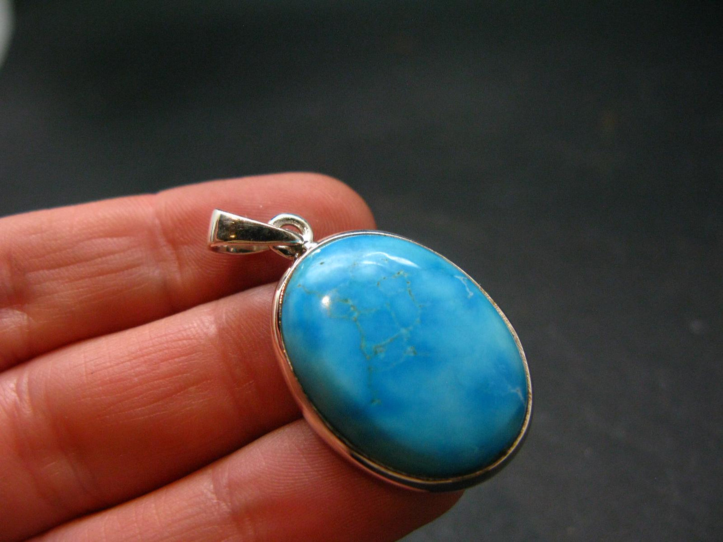 Turquoise Silver Pendant - 1.4" - 5.74 Grams
