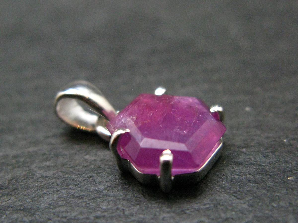 Ruby Crystal Silver Pendant from Africa - 0.6" - 1.25 Grams