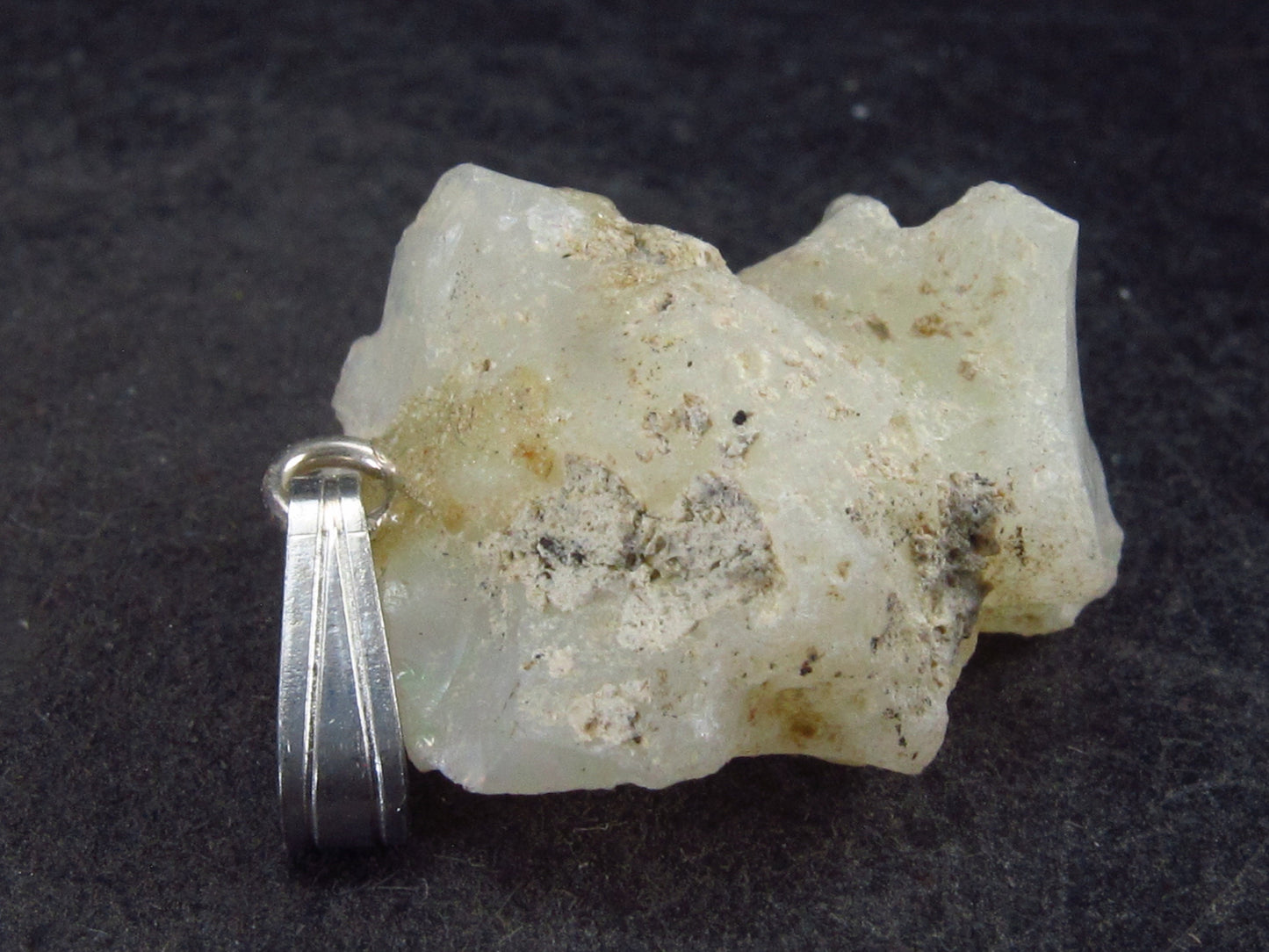 Natural Unpolished Rough Opal With Play of Color 925 Silver Prndant from Ethiopia - 1.0"