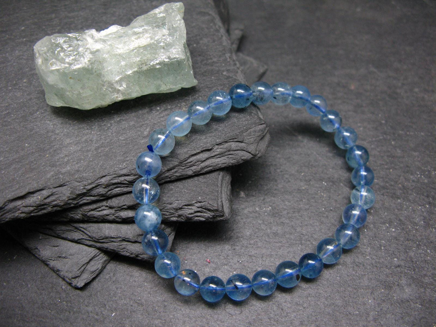 Santa Maria Aquamarine Genuine Bracelet ~ 7 Inches ~ 6mm Round Beads