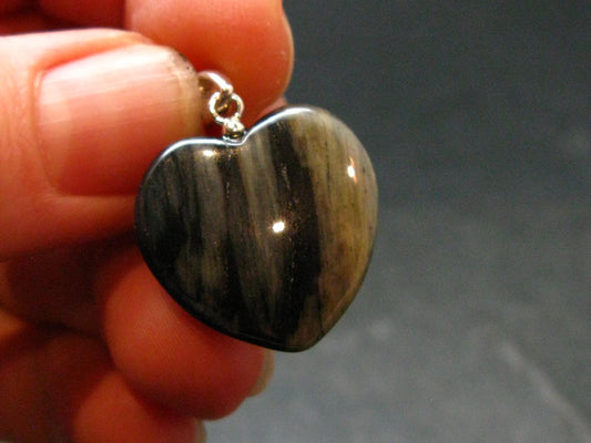 Rare ISUA Stone Silver Heart Pendant From Greenland - 1.0" - 3.07 Grams