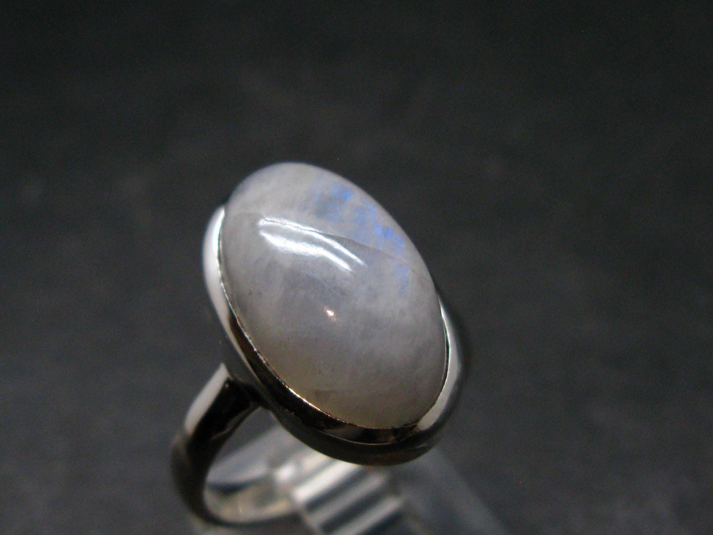 Natural Glow From Inside Moonstone Silver Plated Ring - 5.4 Grams - Size 8