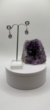 Carved Amethyst Drop Earrings – Handcrafted Purple Gemstone Dangles in Sterling Silver - Weight 4.65 Grams