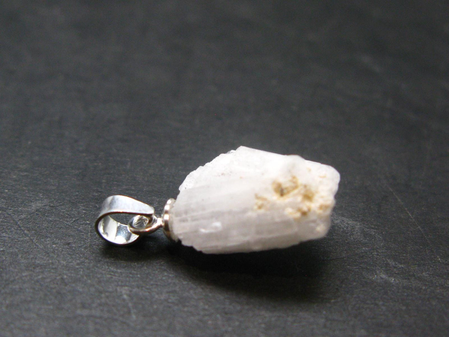 Rare Clear Natrolite Crystal Silver Pendant From Tanzania - 0.8" - 1.23 Grams