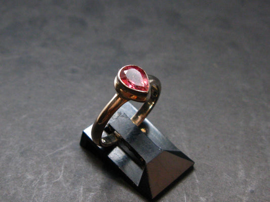 Pink Tourmaline Silver Ring From Brazil - 2.16 Grams - Size 6