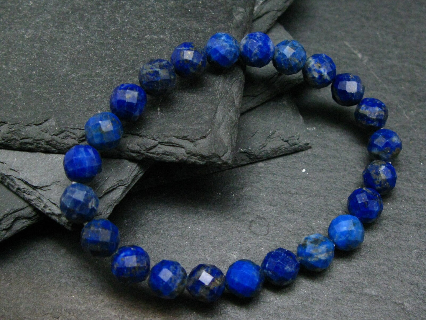 Lapis Lazuli Lazurite Genuine Bracelet ~ 7 Inches ~ 8mm Round Beads