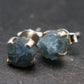 Santa Maria Aquamarine Crystal Stud Earrings In Sterling Silver From Brazil - 0.4"