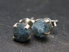 Santa Maria Aquamarine Crystal Stud Earrings In Sterling Silver From Brazil - 0.4"