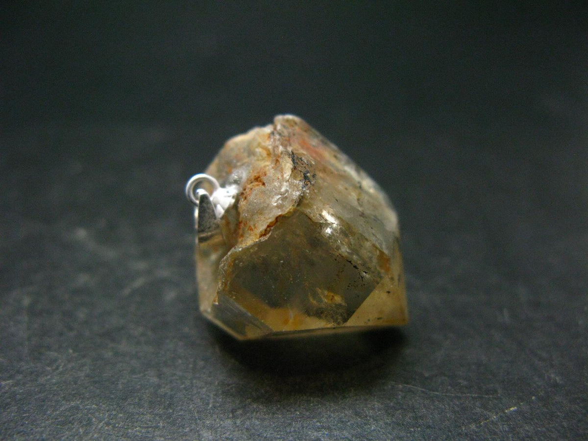 Natural Unheated Citrine Crystal Silver Pendant from Congo - 8.72 Grams