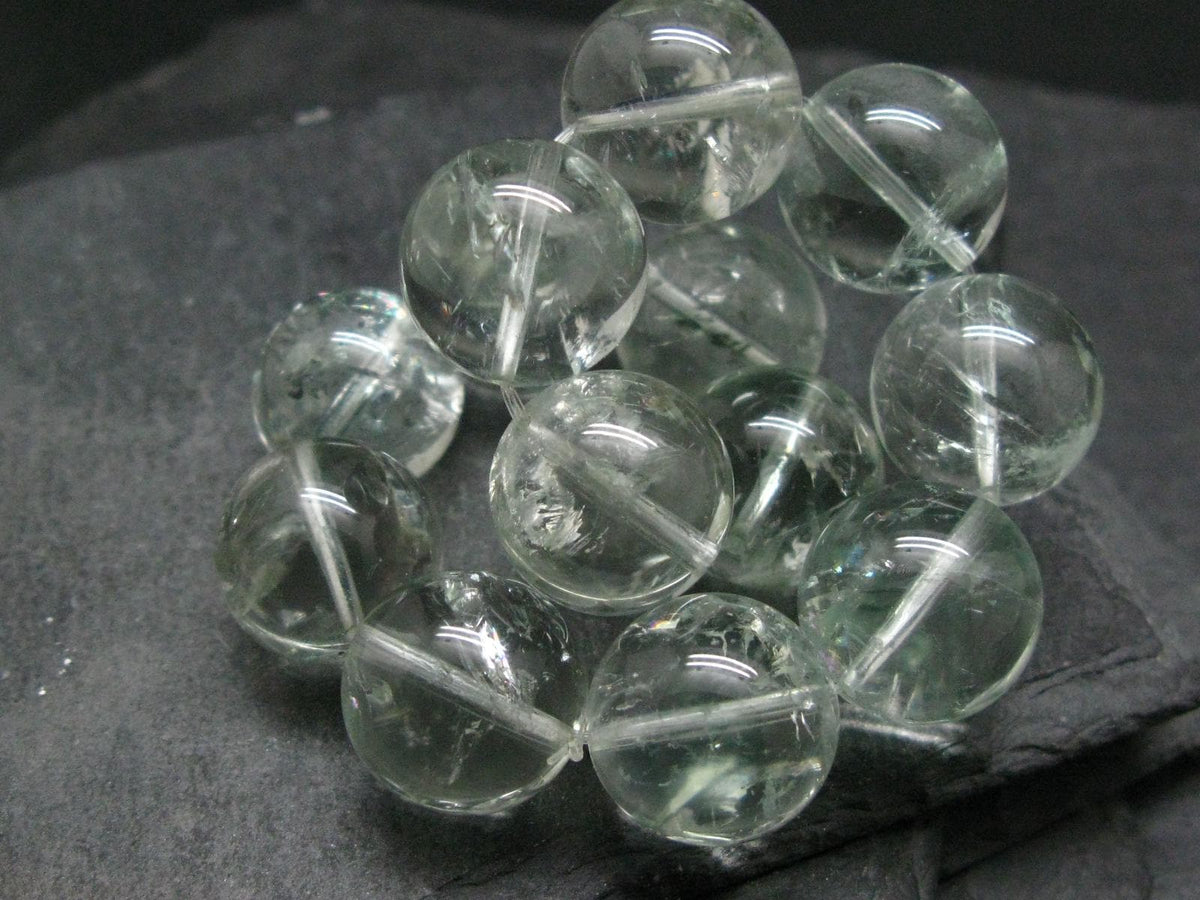Prasiolite Green Amethyst Genuine Bracelet ~ 7 Inches ~ 17mm Round Beads