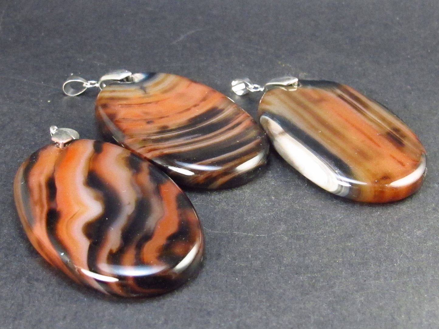Lot of 3 Natural Agate Pendants - 70.2 Grams