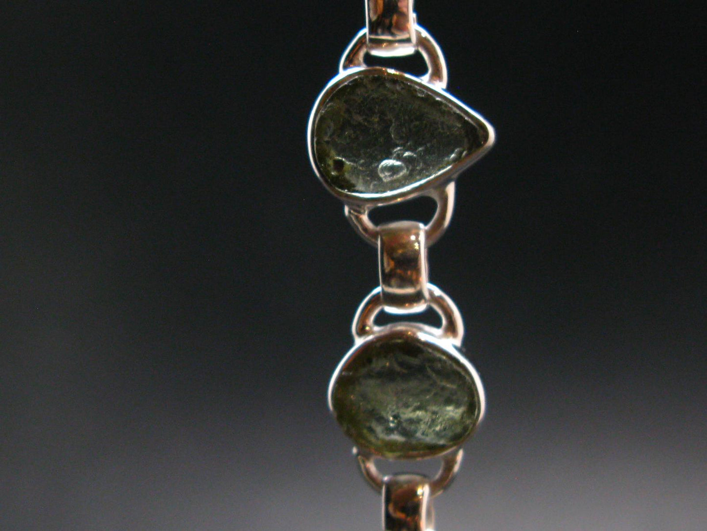 Moldavite Silver Bracelet - 8" - 14.56 Grams