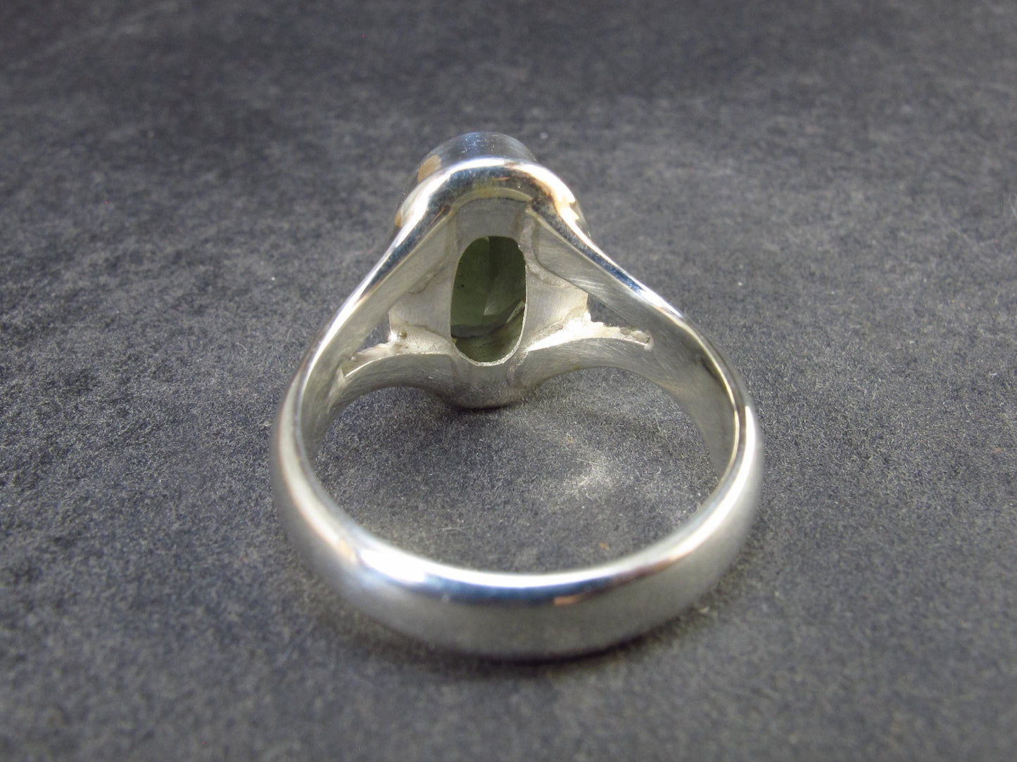 Moldavite Tektite Facetted Silver Ring from Czech Republic - Size 9.5 - 7.06 Grams