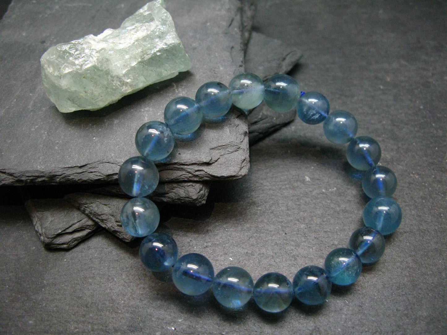 AAA Grade Gem Santa Maria Aquamarine Genuine Bracelet ~ 7.5 Inches ~ 10mm Round Beads