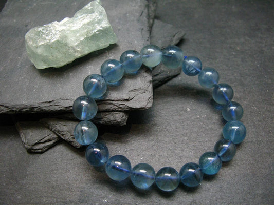 AAA Grade Gem Santa Maria Aquamarine Genuine Bracelet ~ 7.5 Inches ~ 10mm Round Beads